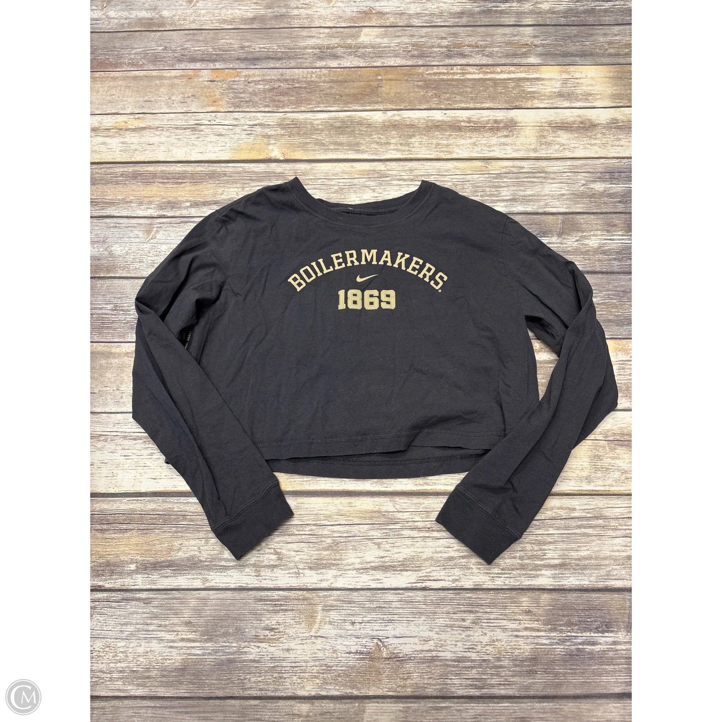 Athletic Top Long Sleeve Crewneck By Nike In Grey, Size: S