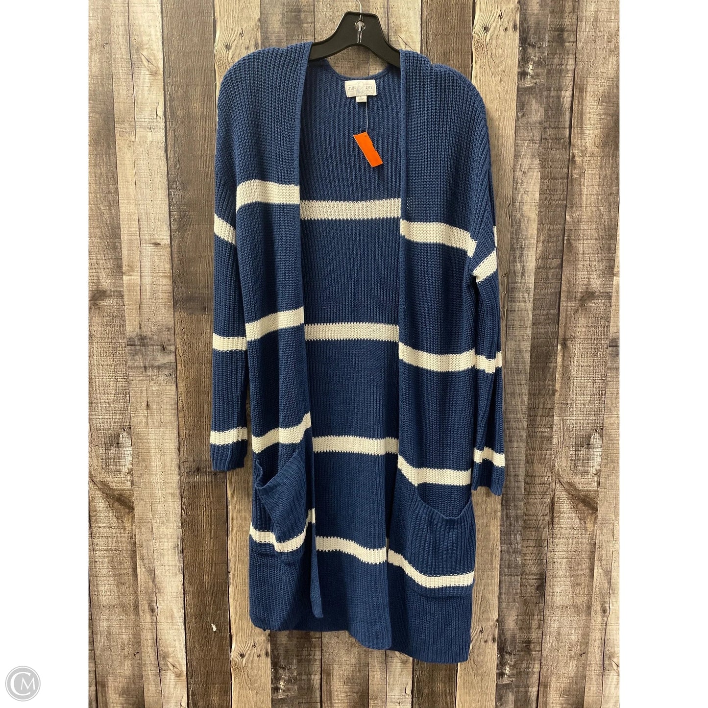 Cardigan By Jun & Ivy In Blue & White, Size: S