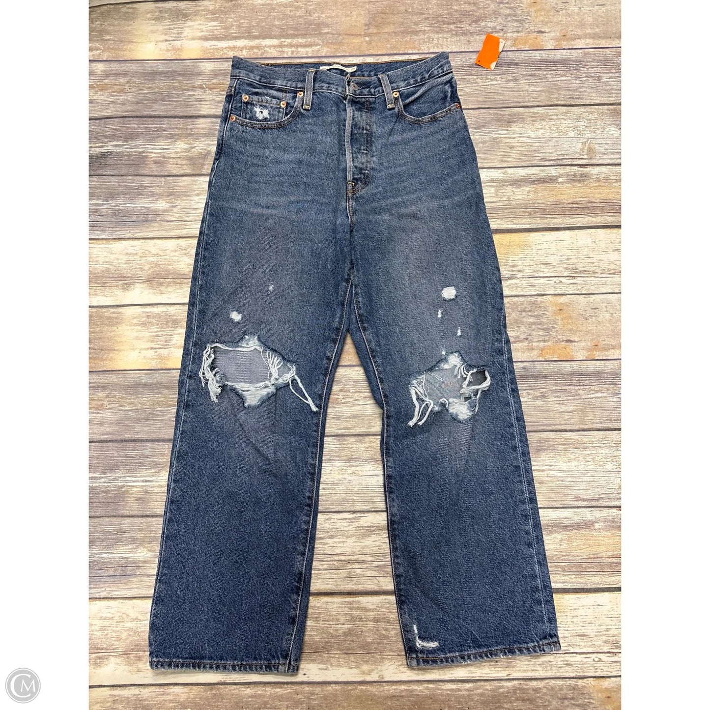 Jeans Straight By Levis In Blue Denim, Size: 8