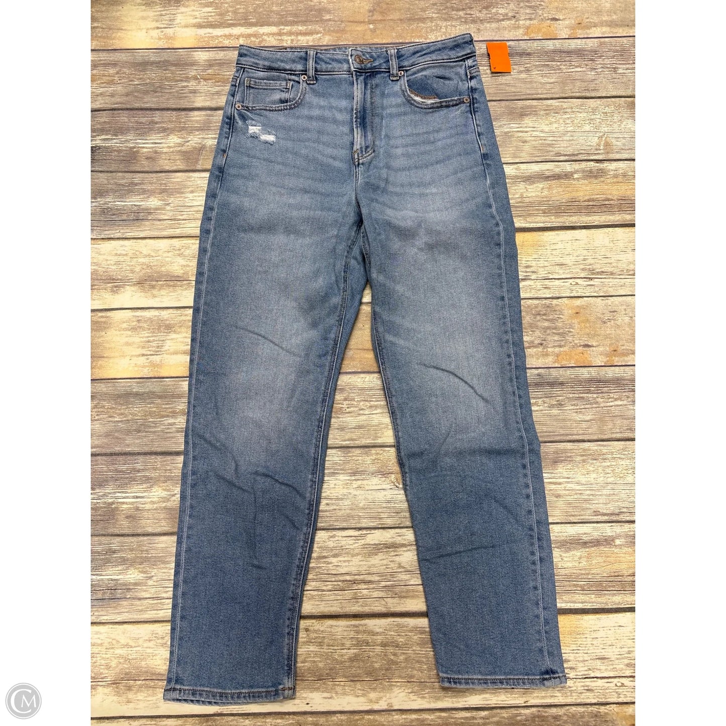 Jeans Straight By American Eagle In Blue Denim, Size: 8