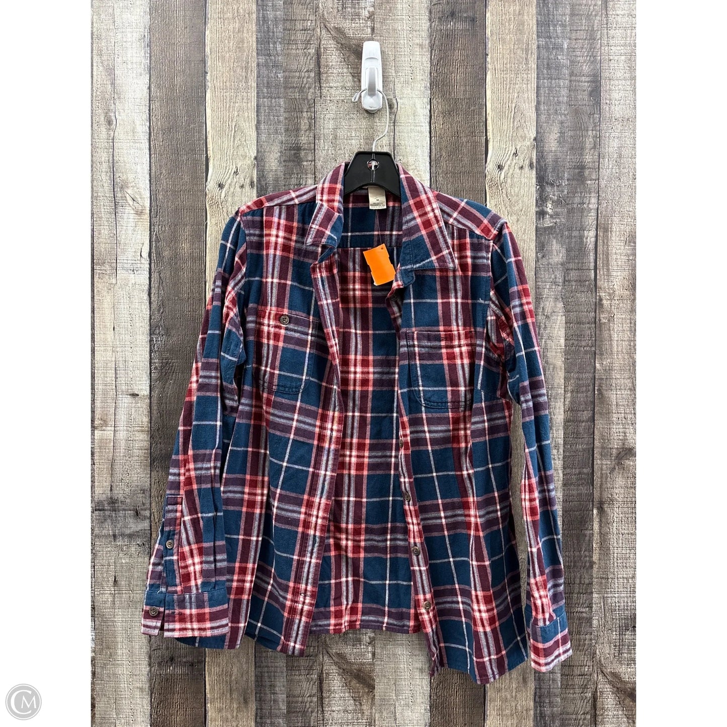 Top Long Sleeve By Duluth Trading In Plaid Pattern, Size: M
