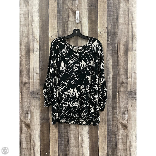 Top Long Sleeve By Chicos In Black & Cream, Size: Xl