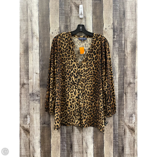 Top Long Sleeve By Jones New York In Animal Print, Size: Xl