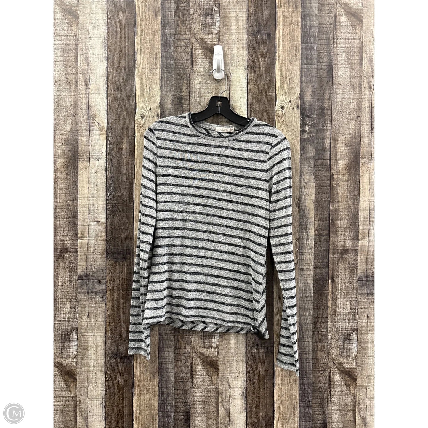 Top Long Sleeve By Rag And Bone In Black & Grey, Size: M