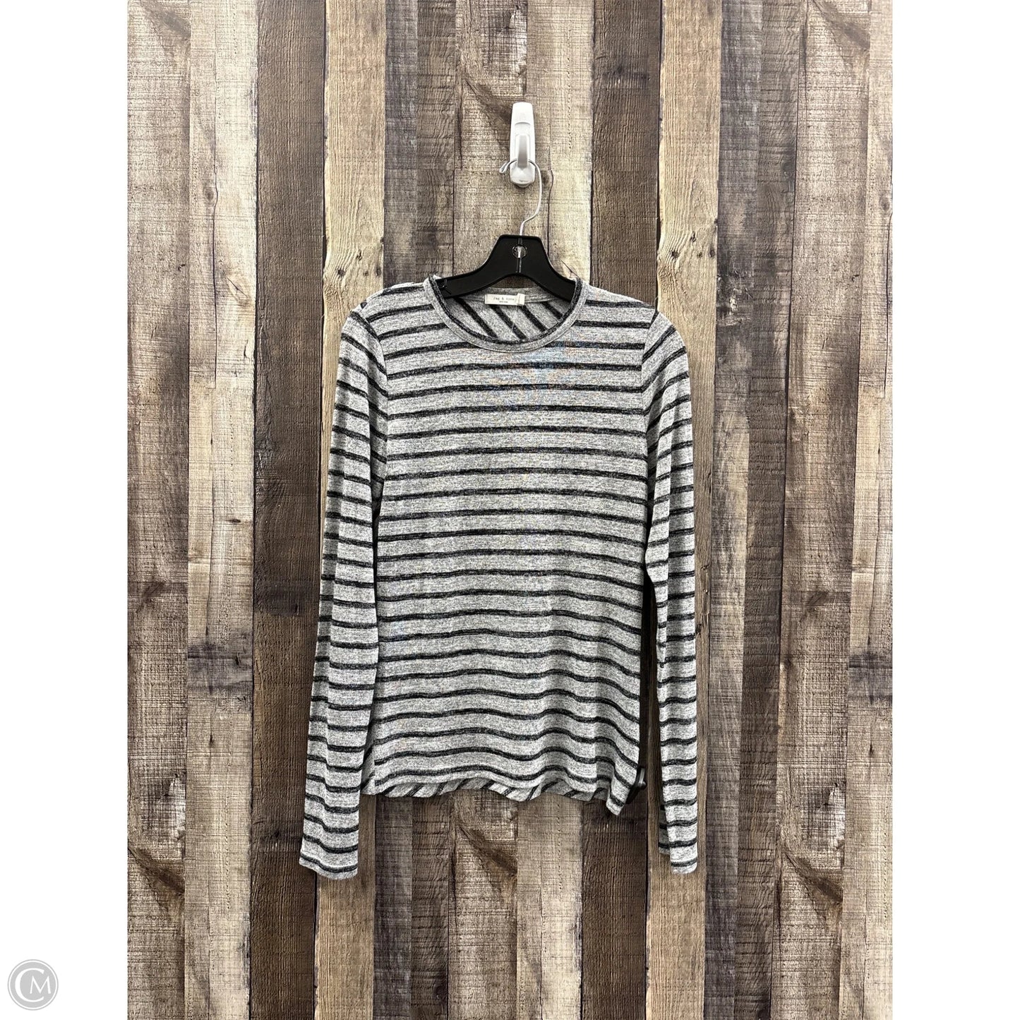 Top Long Sleeve By Rag And Bone In Black & Grey, Size: M