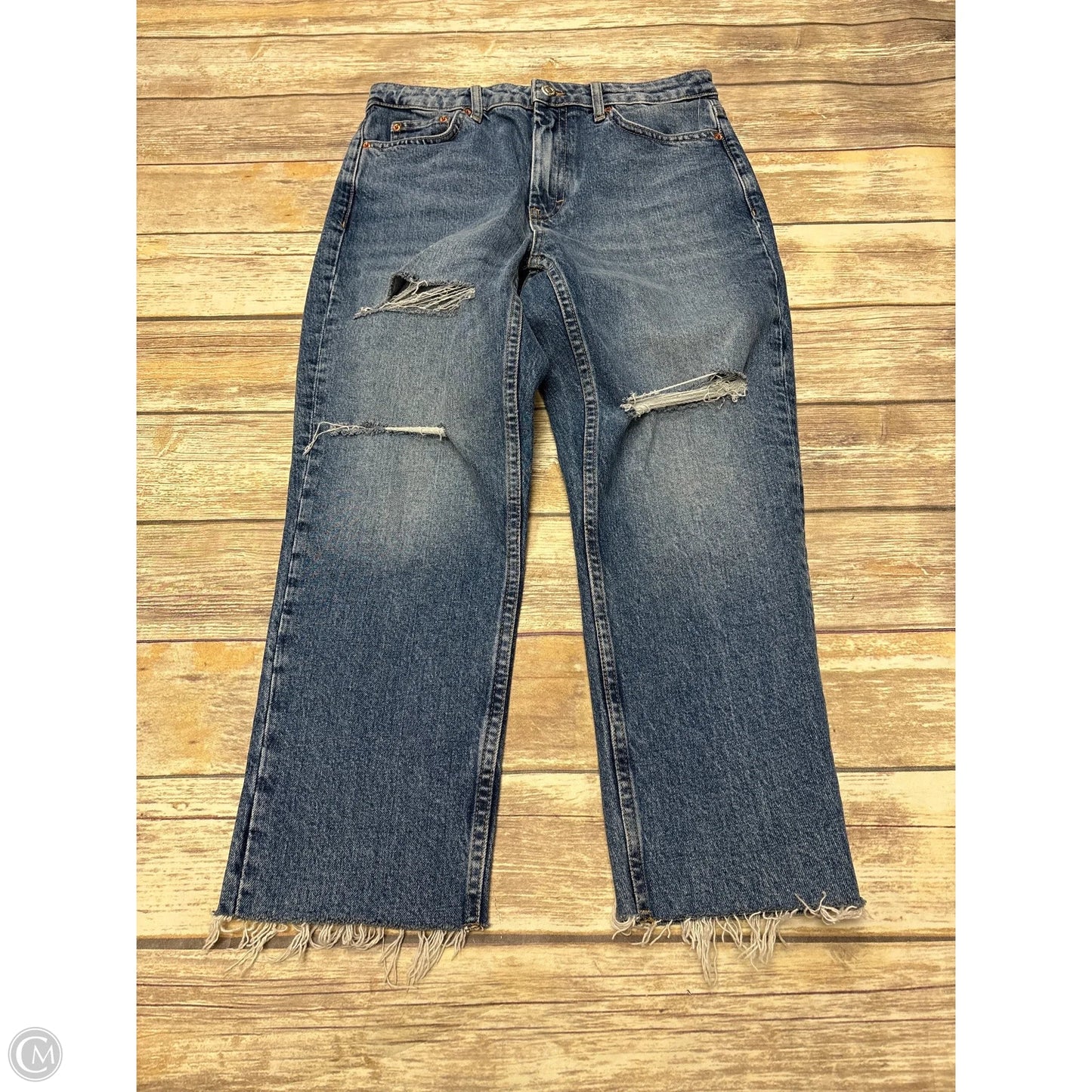 Jeans Straight By Topshop In Blue Denim, Size: 10