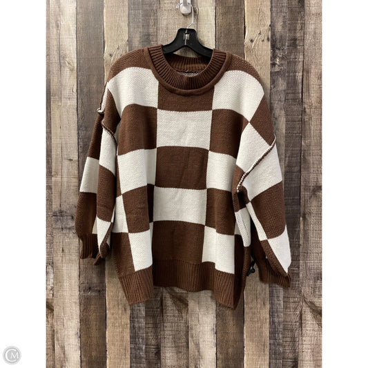 Sweater By Clothes Mentor In Brown & White, Size: 1x