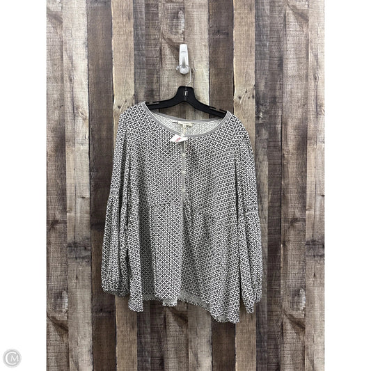Top Long Sleeve By Max Studio In Black & White, Size: 1x