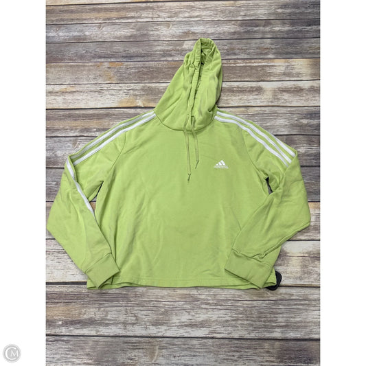 Athletic Sweatshirt Hoodie By Adidas In Green, Size: L