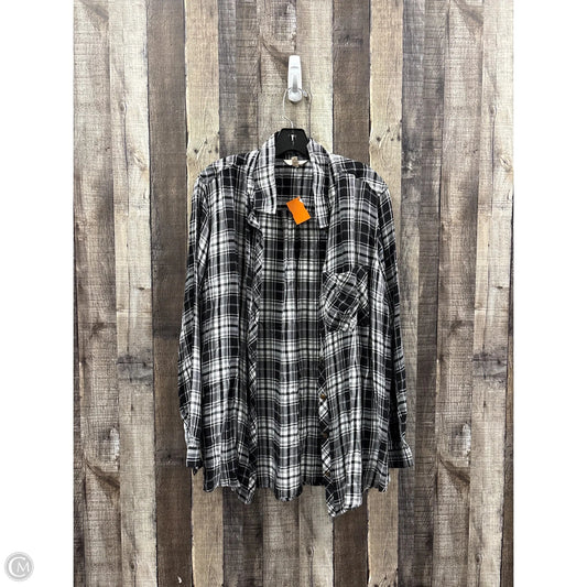 Top Long Sleeve By Terra & Sky In Black & White, Size: 2x