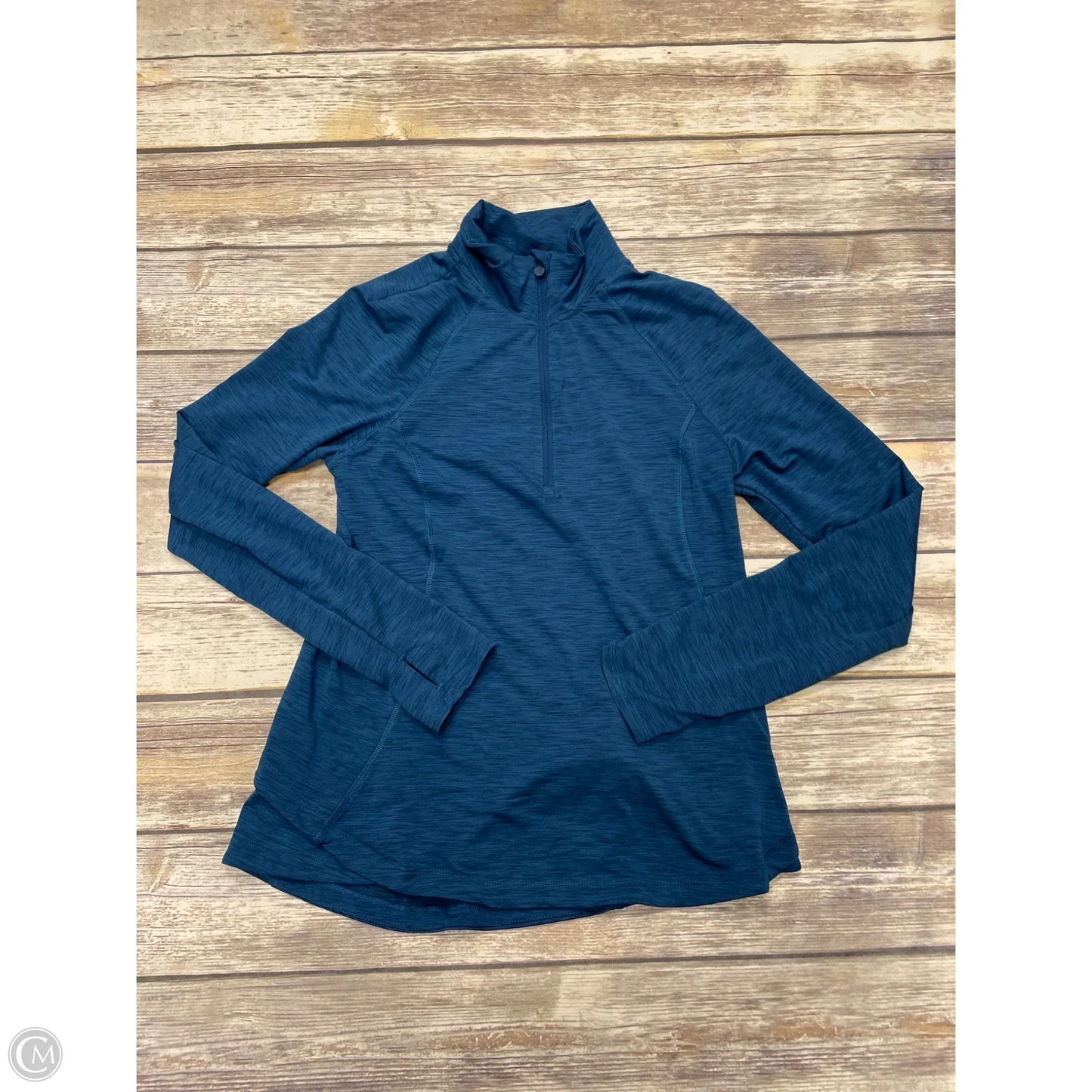 Athletic Top Long Sleeve Collar By Apana In Blue, Size: M