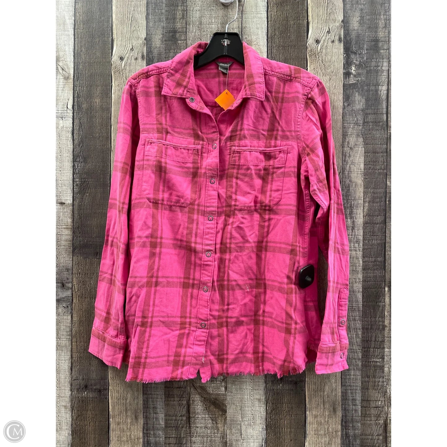 Top Long Sleeve By Eddie Bauer In Plaid Pattern, Size: S