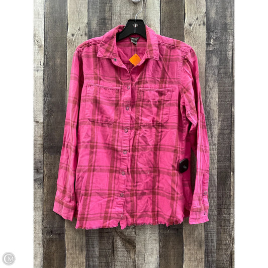 Top Long Sleeve By Eddie Bauer In Plaid Pattern, Size: S