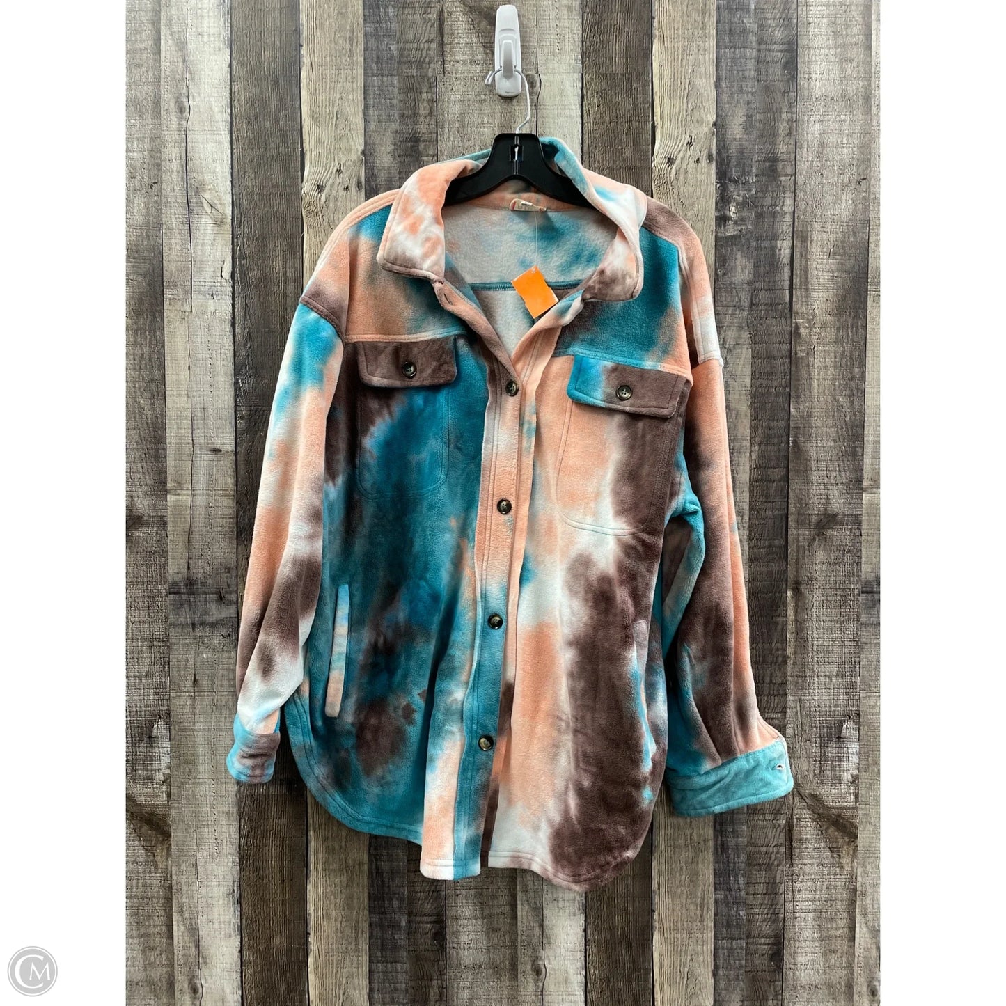 Jacket Shirt By Bibi In Tie Dye Print, Size: L