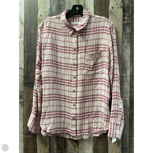 Top Long Sleeve By Treasure And Bond In Plaid Pattern, Size: Xs