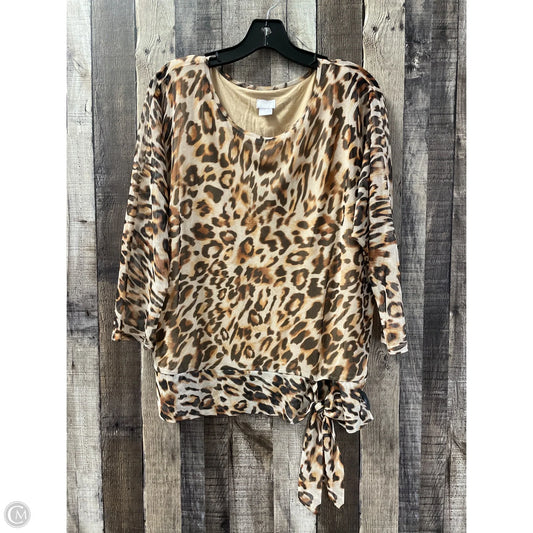 Top 3/4 Sleeve By Chicos In Animal Print, Size: L