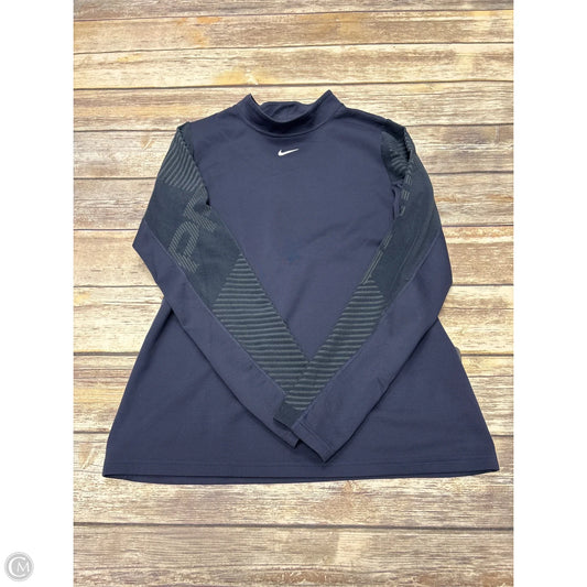 Athletic Top Long Sleeve Crewneck By Nike In Navy, Size: L