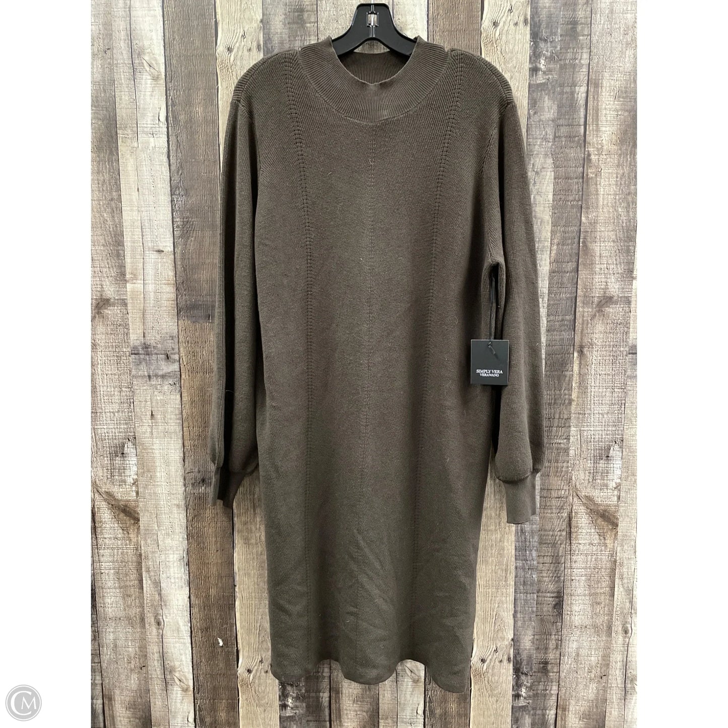 Dress Sweater By Simply Vera In Green, Size: Xxl