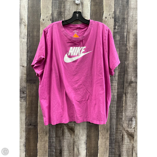 Athletic Top Short Sleeve By Nike In Pink, Size: 3x