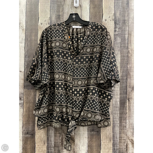 Top Short Sleeve By Chris And Carol In Black & Gold, Size: L