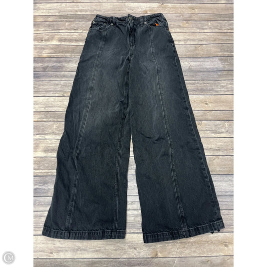 Jeans Wide Leg By American Eagle In Black Denim, Size: 4