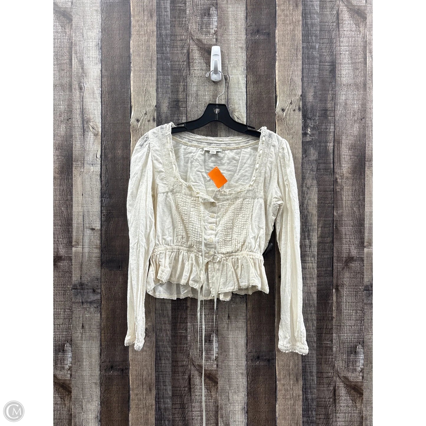 Top Long Sleeve By American Eagle In Beige, Size: S