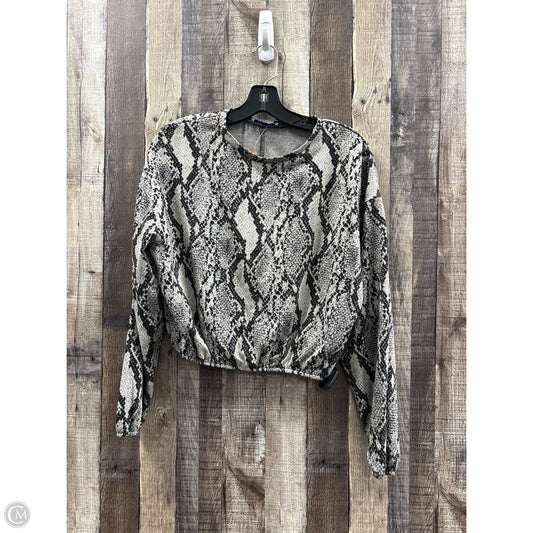 Top Long Sleeve By Zara In Snakeskin Print, Size: L