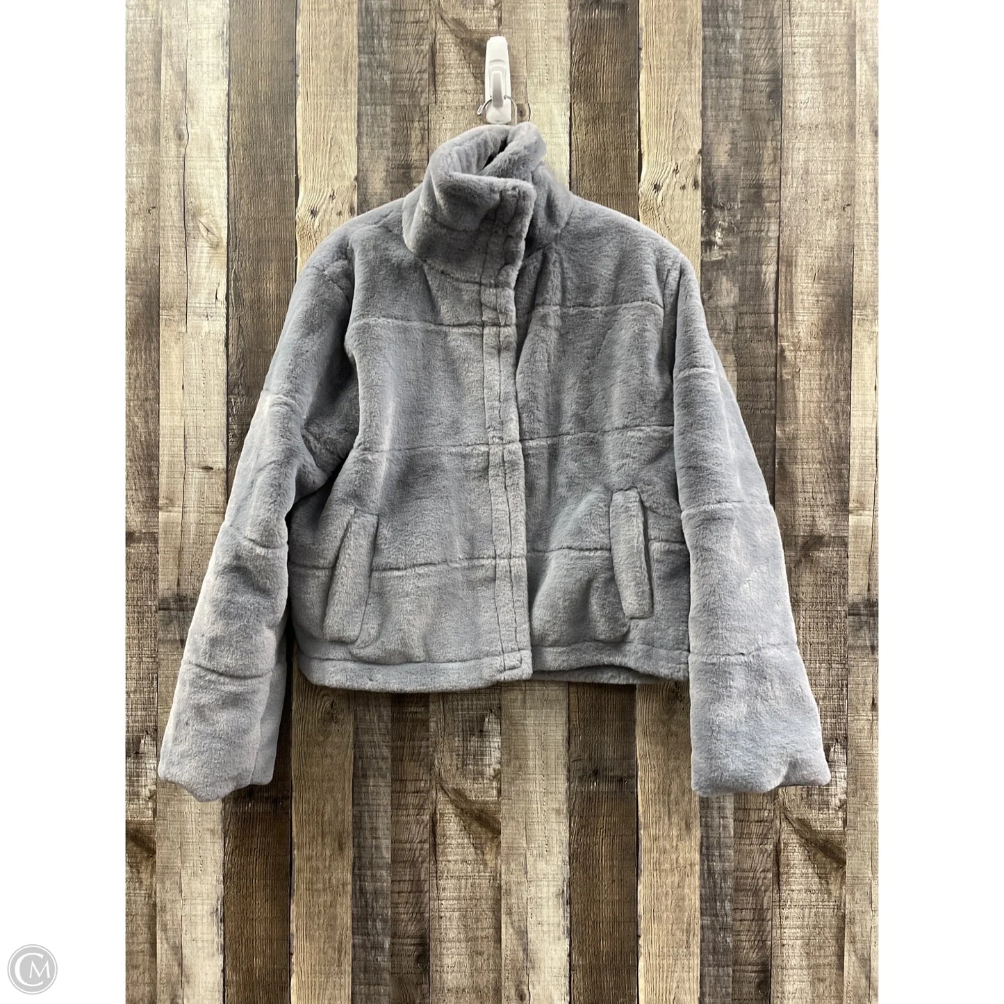 Jacket Faux Fur & Sherpa By Pink Lily In Grey, Size: S