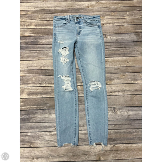 Jeans Skinny By American Eagle In Blue Denim, Size: 8
