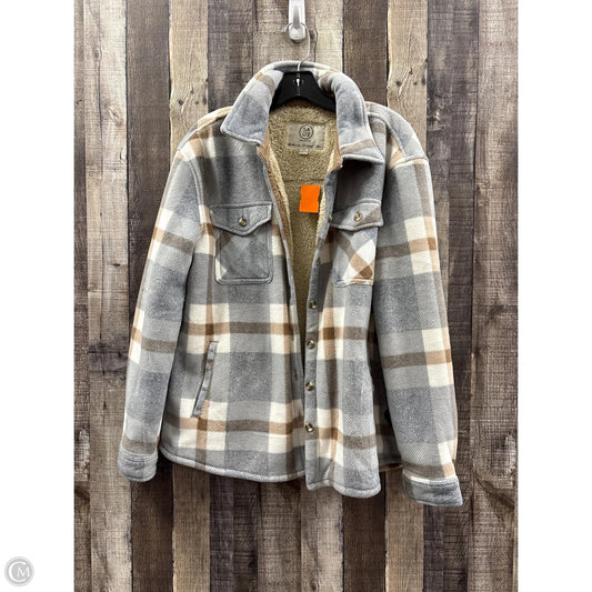 Jacket Faux Fur & Sherpa By Sage In Plaid Pattern, Size: L