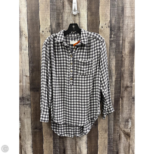 Top Long Sleeve By Anthropologie In Checkered Pattern, Size: Xs
