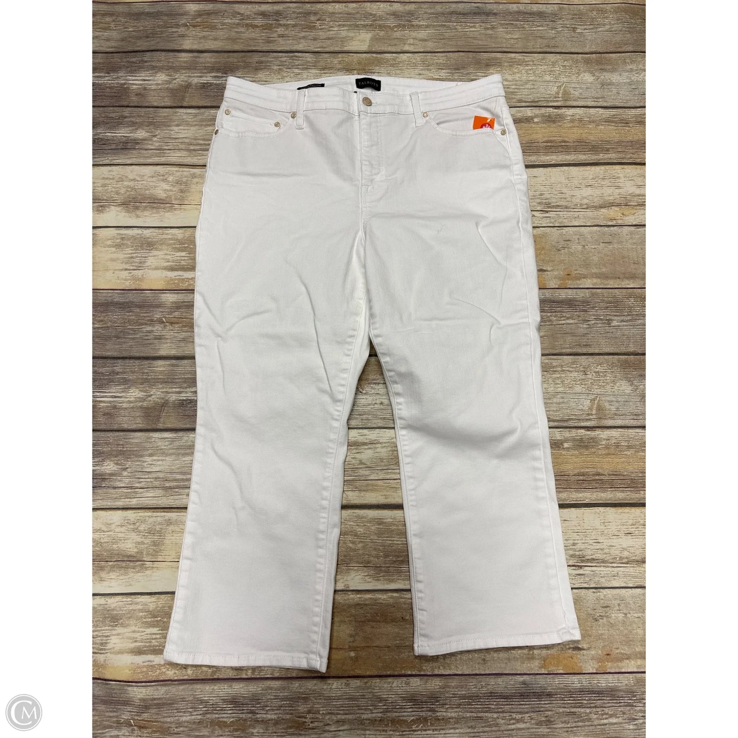 Jeans Flared By Talbots In White Denim, Size: 16