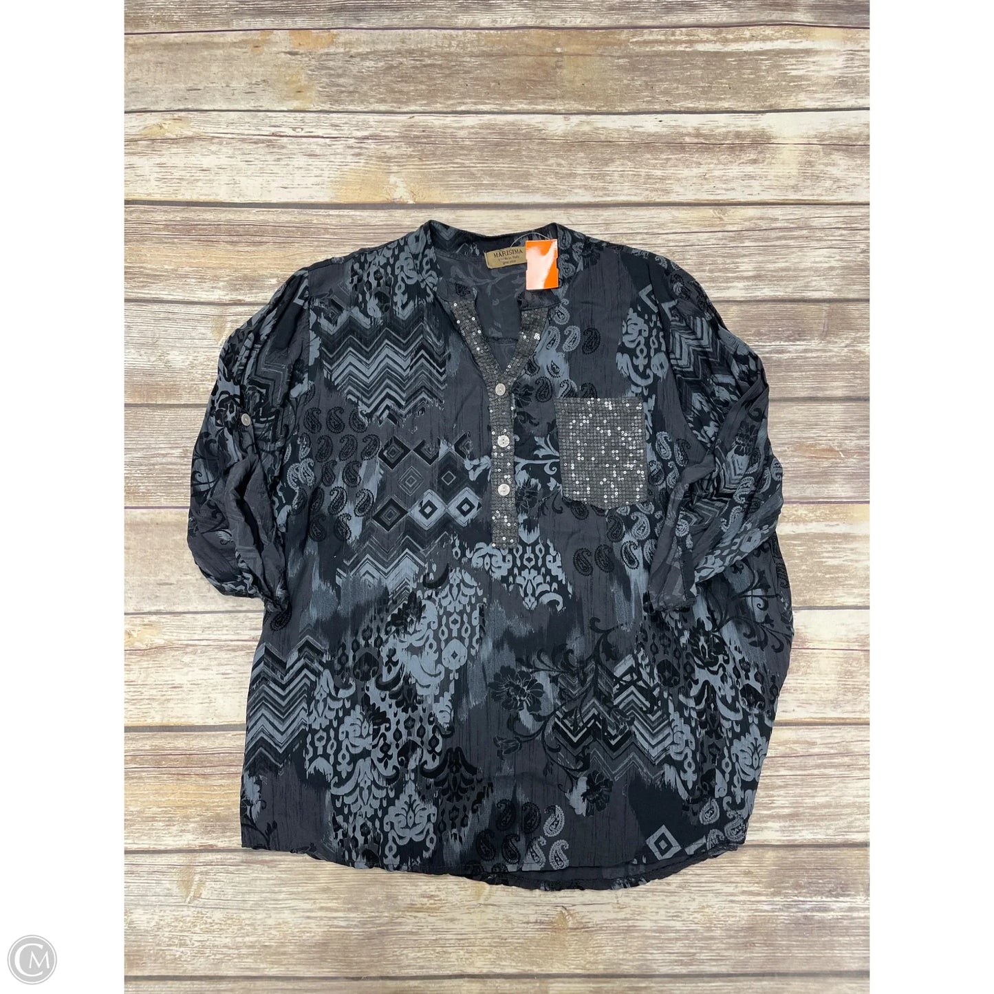Top Long Sleeve By Cme In Black, Size: Osfm