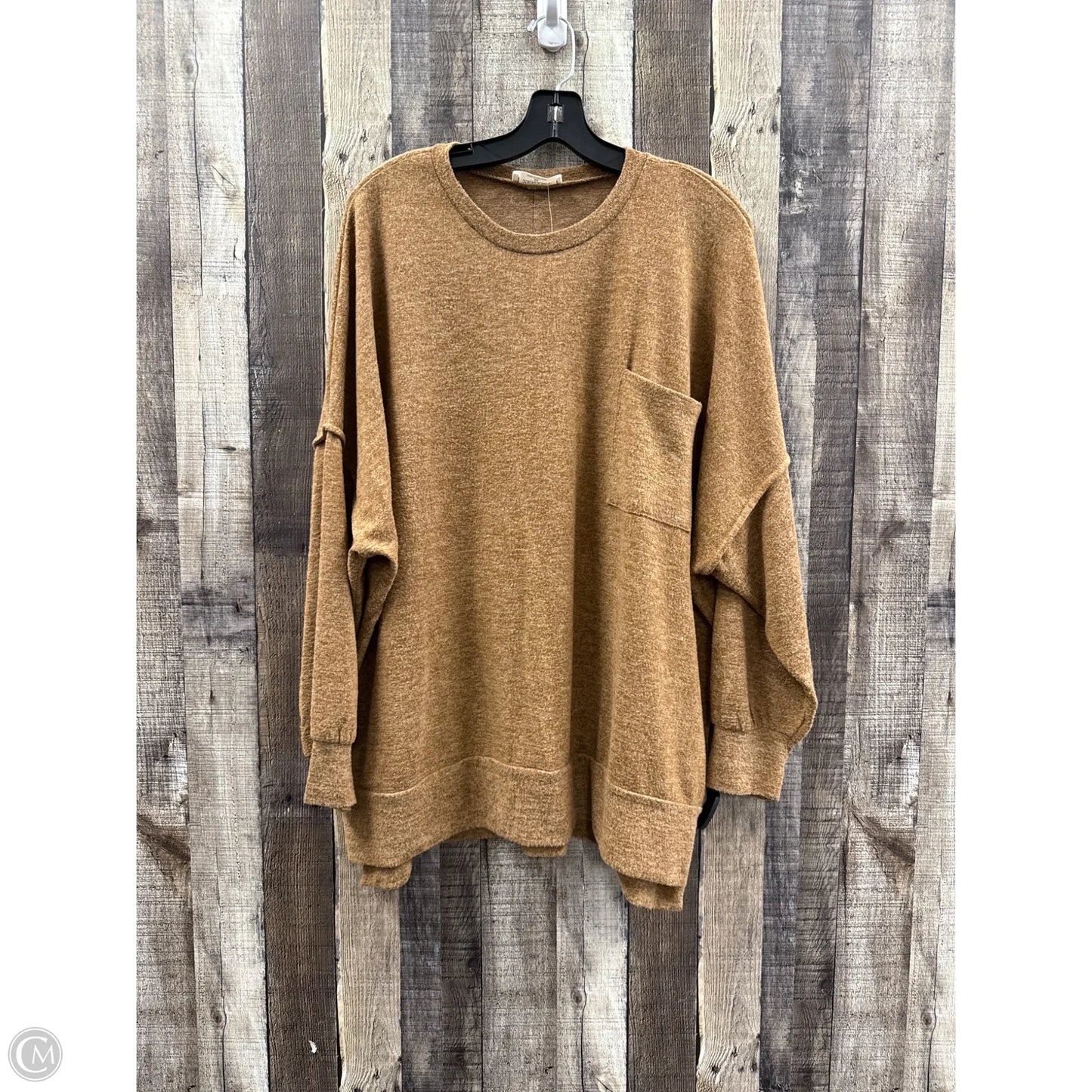 Top Long Sleeve By Zenana In Brown, Size: Xl