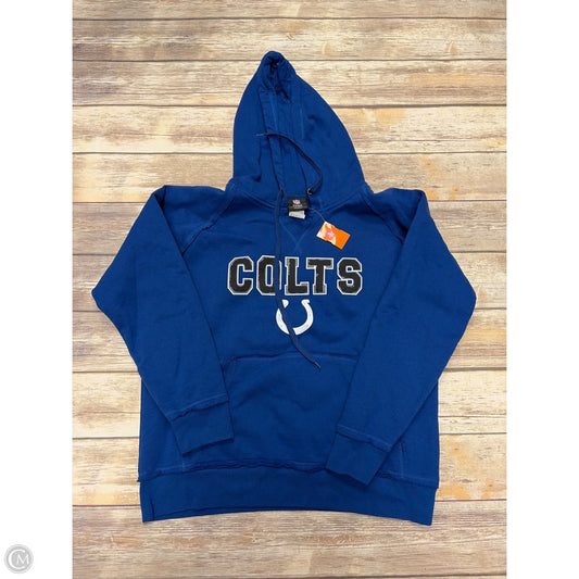 Athletic Top Long Sleeve Hoodie By Nfl In Blue, Size: L