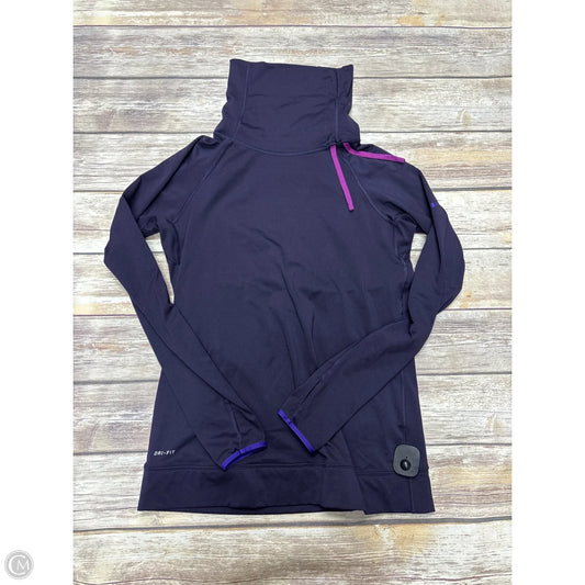Athletic Top Long Sleeve Collar By Nike In Purple, Size: L