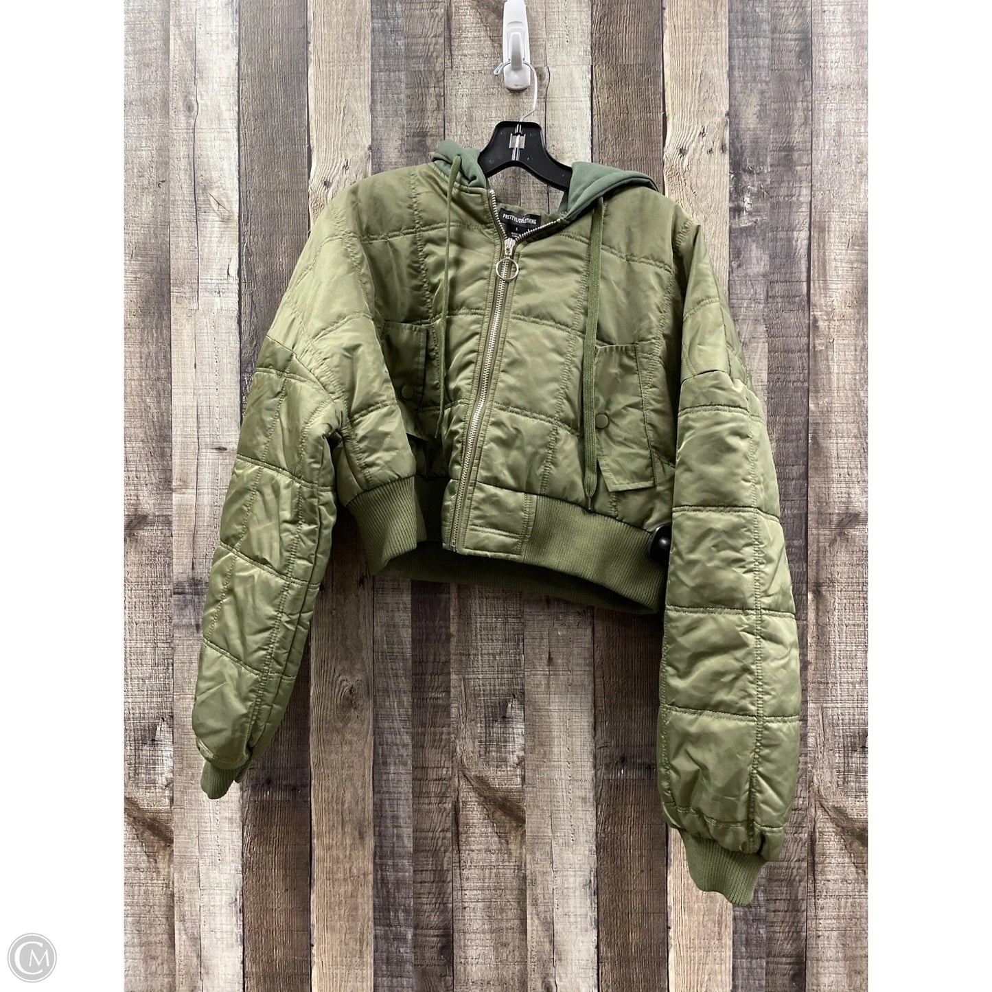 Jacket Puffer & Quilted By Pretty Little Thing In Green, Size: L