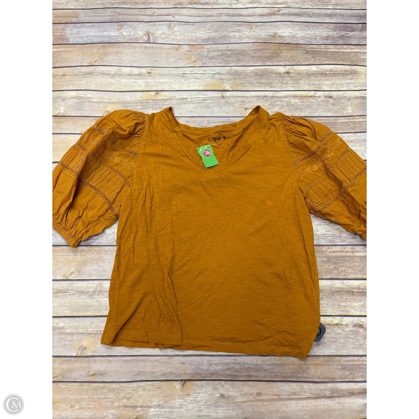 Top 3/4 Sleeve By Loft In Gold, Size: M