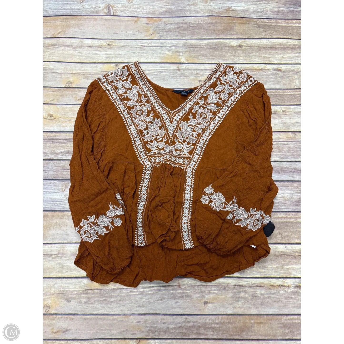 Top Long Sleeve By American Eagle In Bronze, Size: M