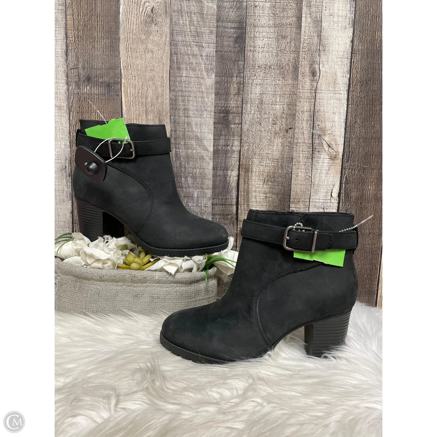 Boots Ankle Heels By Clarks In Black, Size: 7.5