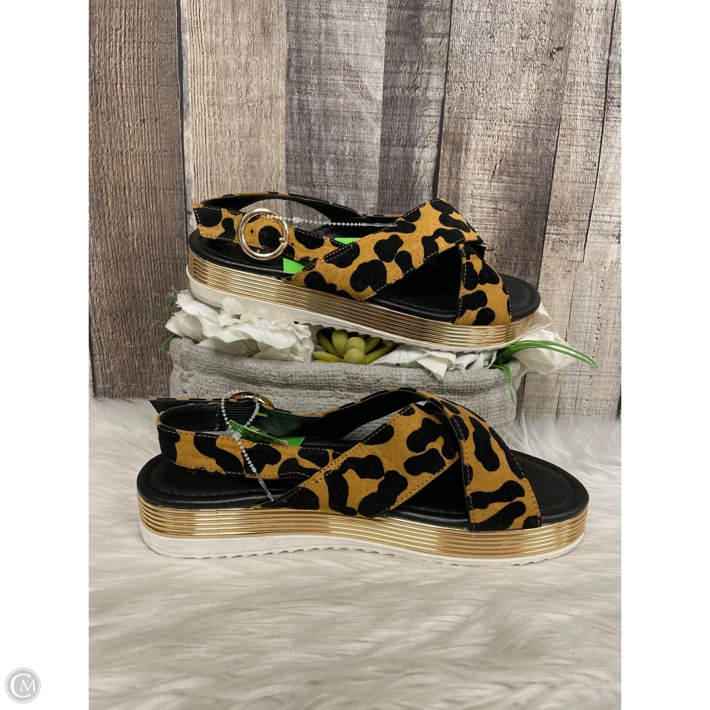 Sandals Heels Platform By Qupid In Animal Print, Size: 8