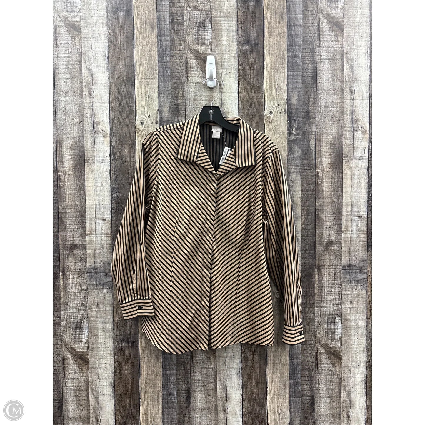 Top Long Sleeve By Chicos In Striped Pattern, Size: L