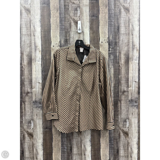 Top Long Sleeve By Chicos In Striped Pattern, Size: L