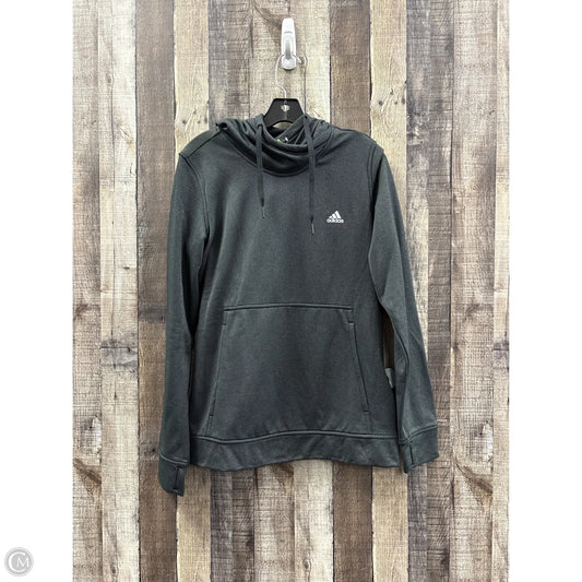 Athletic Top Long Sleeve Hoodie By Adidas In Black, Size: L