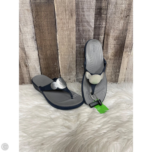 Sandals Heels Wedge By Crocs In Navy, Size: 8
