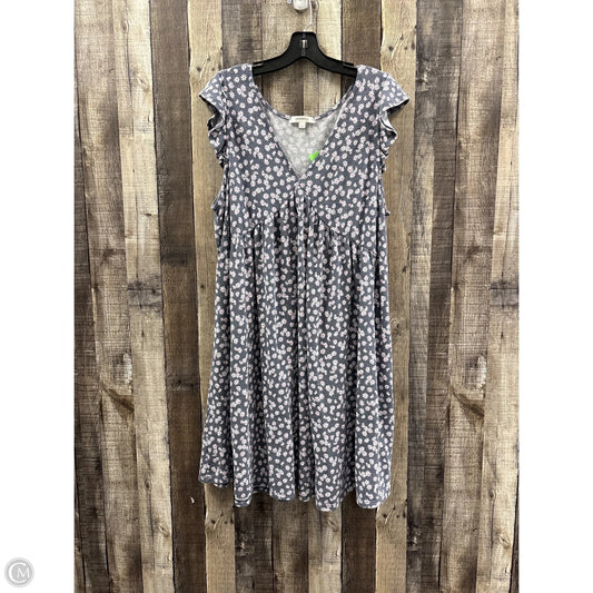 Dress Casual Midi By Emerald In Grey & Pink, Size: 1x