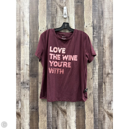 Top Short Sleeve Basic By Nine West In Maroon, Size: L