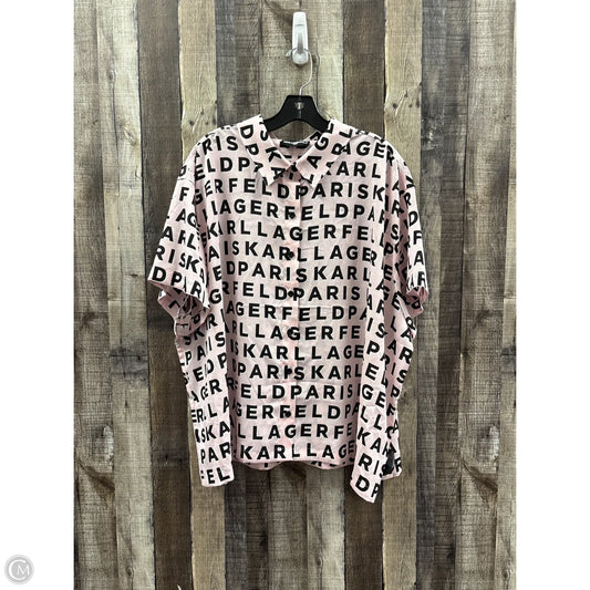 Top Short Sleeve Designer By Karl Lagerfeld In Black & Pink, Size: Xl