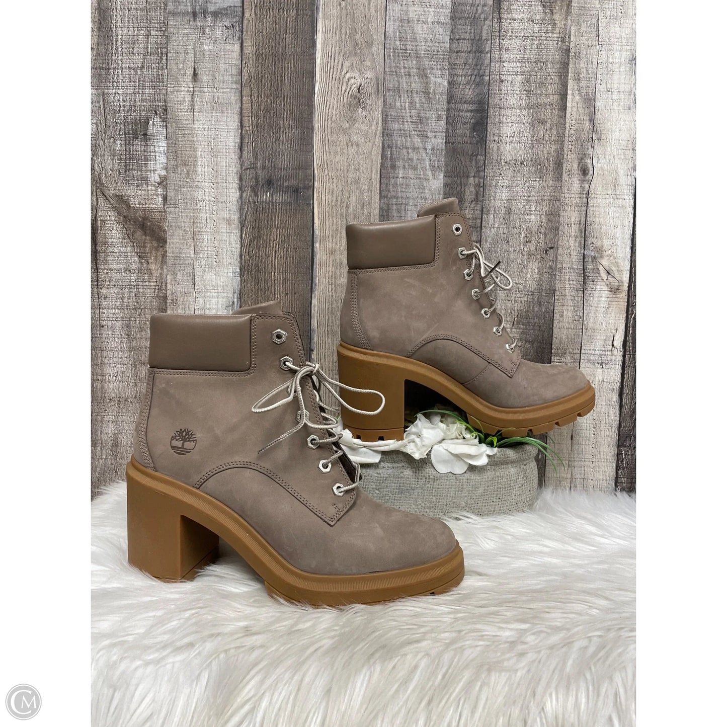 Boots Ankle Heels By Timberland In Taupe, Size: 10
