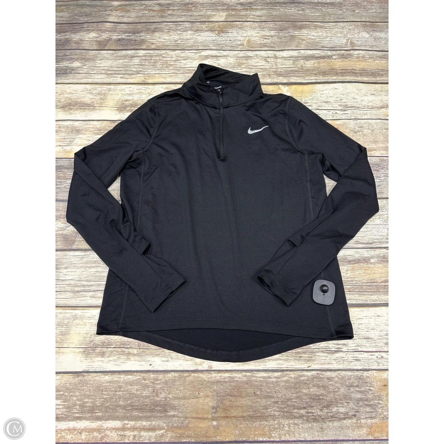 Athletic Top Long Sleeve Collar By Nike In Black, Size: S